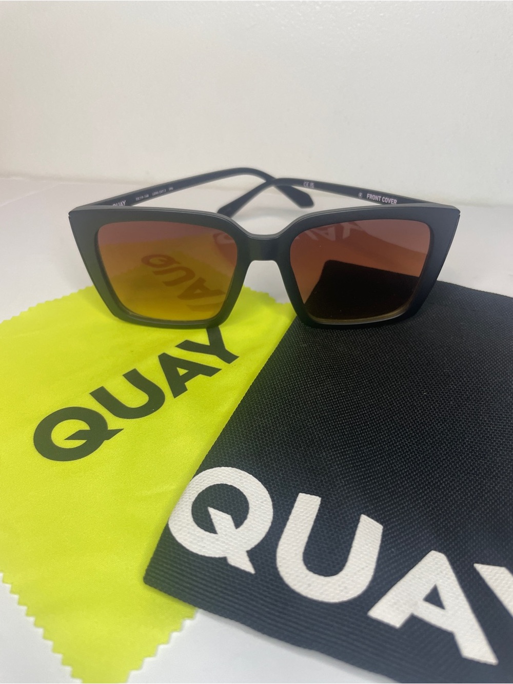 Quay Australia Black Frame Sunglasses with Brown Gradient  Lenses
